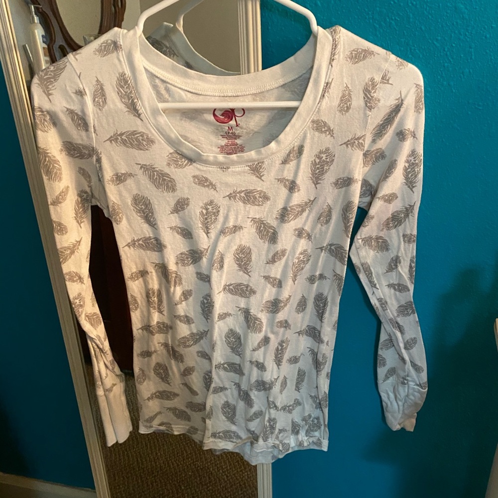 Kids white feathered long sleeve shirt